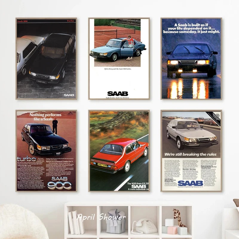 Vintage Collectible Posters - Classique Vintage Saab 900 Turbo voitures