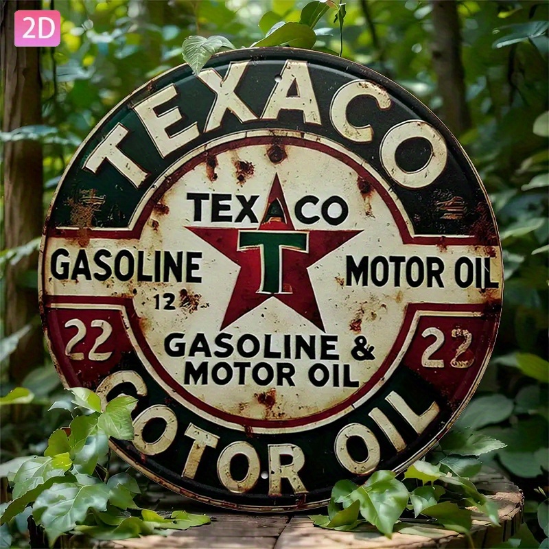 Vintage Collectible Plates - Panneau métallique vintage Texaco Oil –